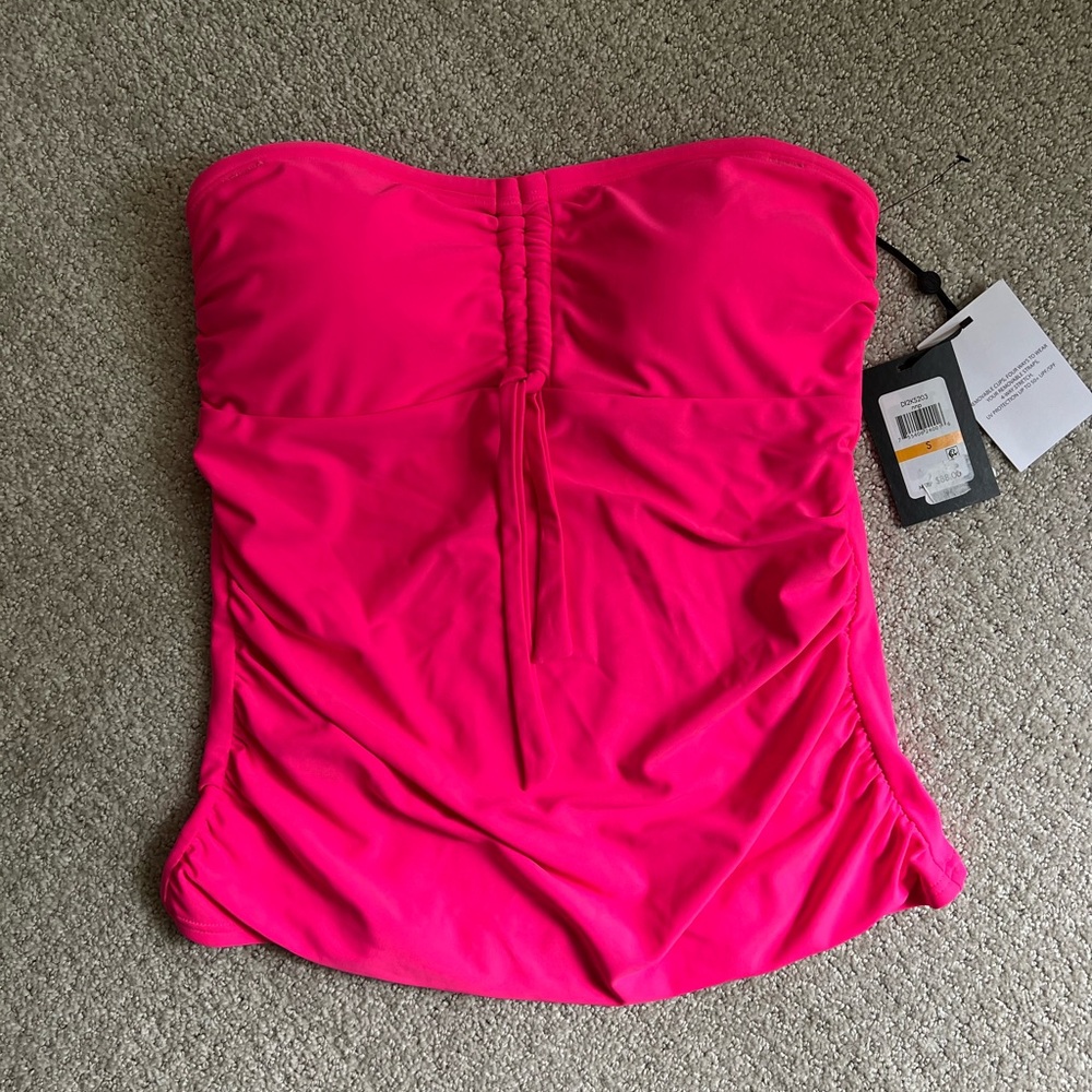 NWT DKNY Pink Strapless Tankini Swim Top Size Small